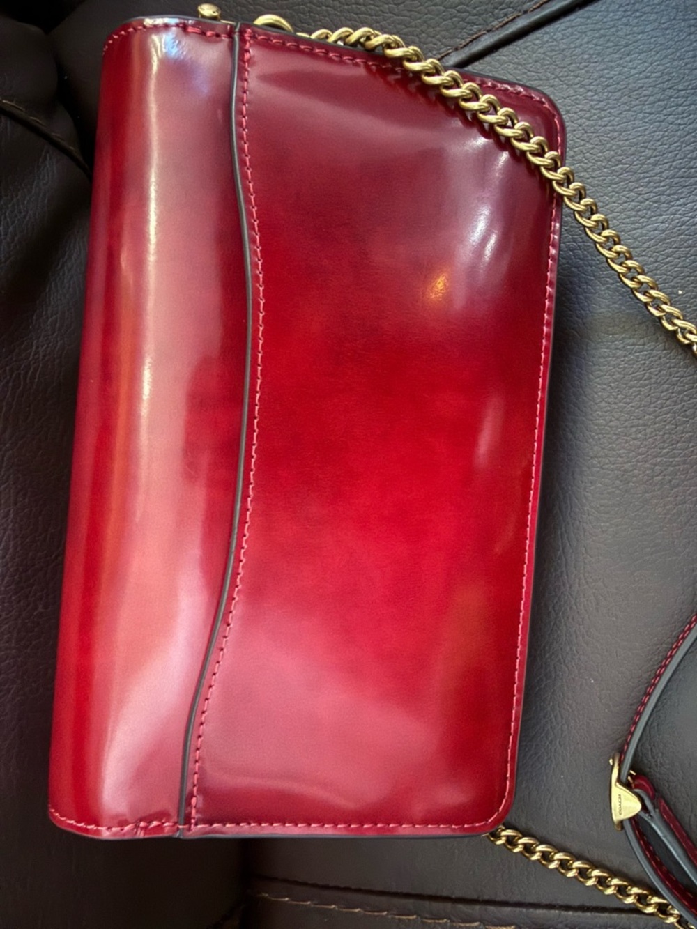 NWOT Coach Tabby Chain Clutch Ruby Spazzolato - Picture 5 of 6